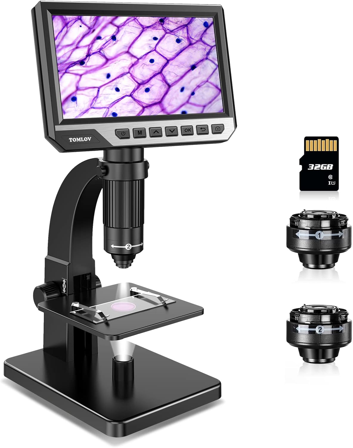 TOMLOV DM11 LCD Digital Microscope with 2000X Dual Lens(Digital & Microbial Lens), 7'039