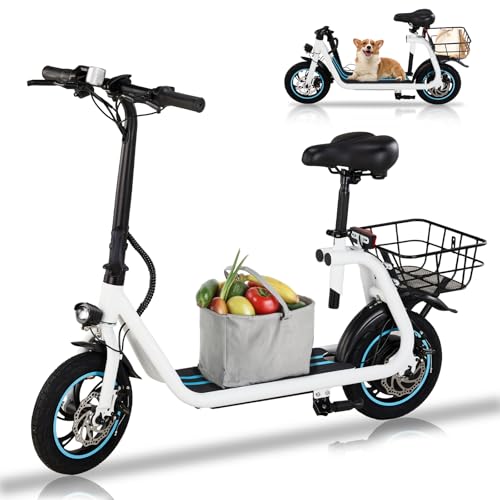 Winado Electric Scooters for Adults, 25Miles Long Range, 15.5MPH Top Speed, Foldable E-Scooter 450W Motor with 12" Pneumatic Tire, Seat, Wide Deck