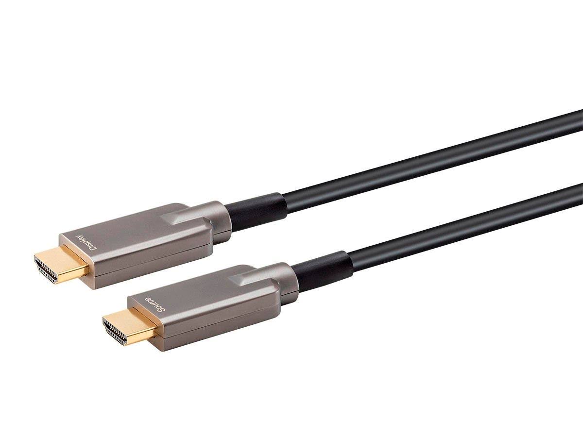 Monoprice AV HDR High Speed Outdoor HDMI Cable - 50 Feet - Black, 4K@60Hz, HDR, 18Gbps, Fiber Optic, AOC, YUV 4: Armored - SlimR