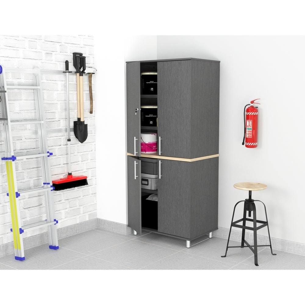 Inval Kratos 34-Inch Graphite Grey Garage Cabinet, Gray(Laminate)