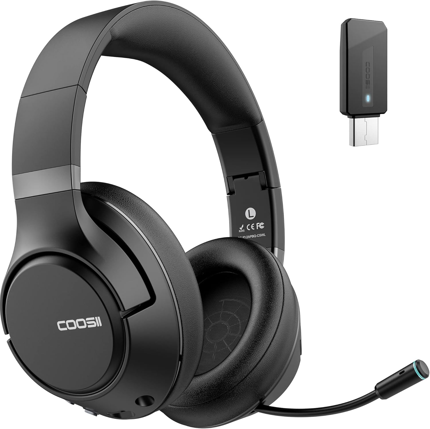 COOSII H300 Wireless Headphones Bluetooth with Microphone, Over Ear Headsets with Environmental Noise Cancelling Retractable Mic