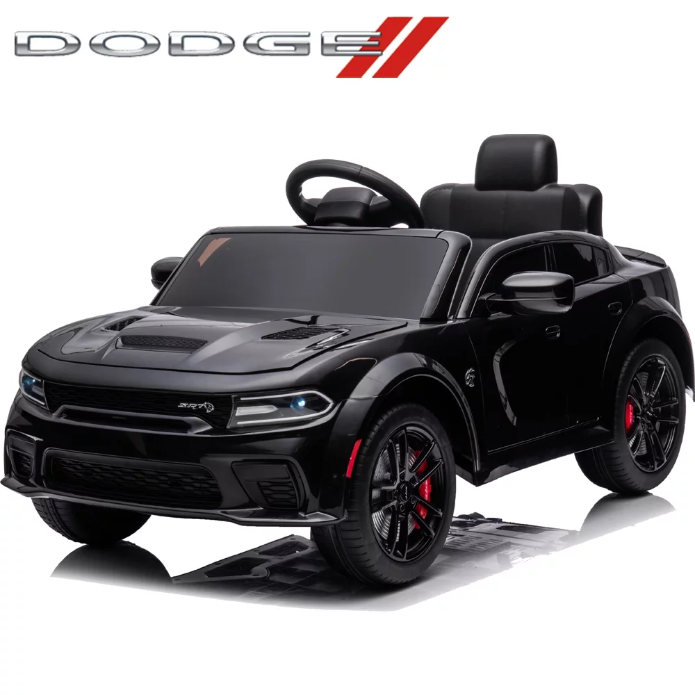 iRerts 12V Black Dodge Charger Ride On Cars with Remote Control, Kids Ride on Toys with Bluetooth, Music, LED Light, USB, MP3, 4 Wheel Suspension