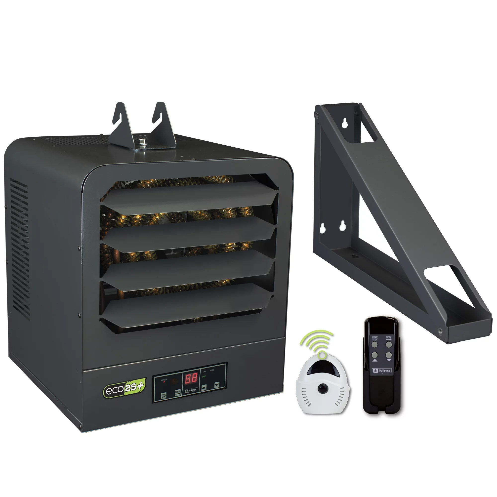 King Electric 2-Stage Electric Garage Heater W/ Remote Sensor, 10KW / 240V, Gray