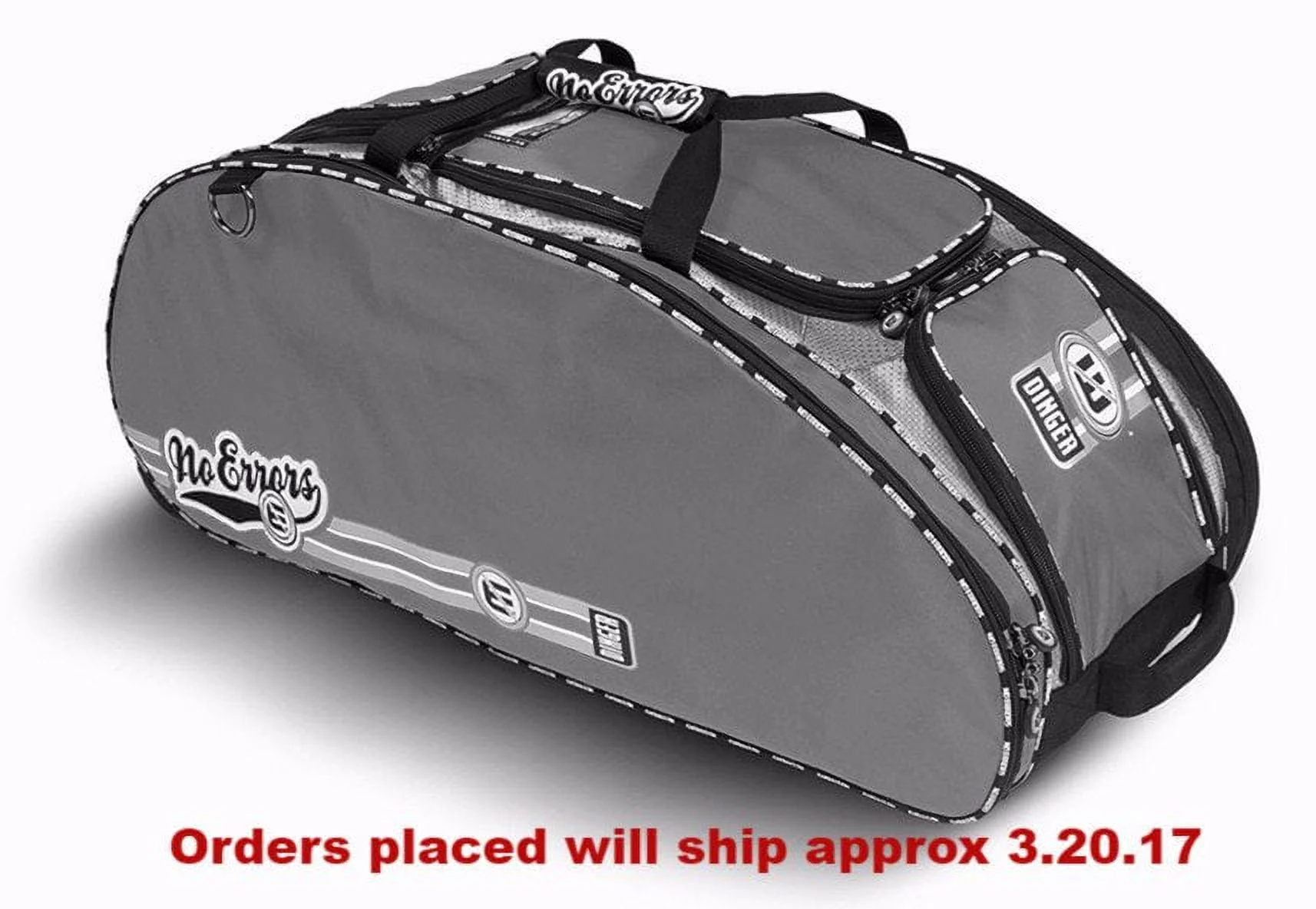 No Error Sports Dinger Baseball Bat Bag with Wheels - Spacious 15 pocket baseball gear bag - Fits 4 Bats, Helmets, Cleats, Gloves - Hangs on Fence