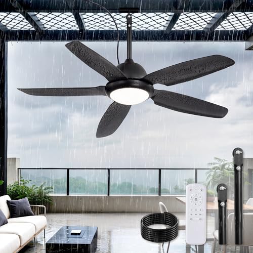 42 Inch Waterproof Outdoor Ceiling Fan with Lights and Remote,IP65 Hanging Gazebo Fan with 3CCT 6-Speed DC Motor