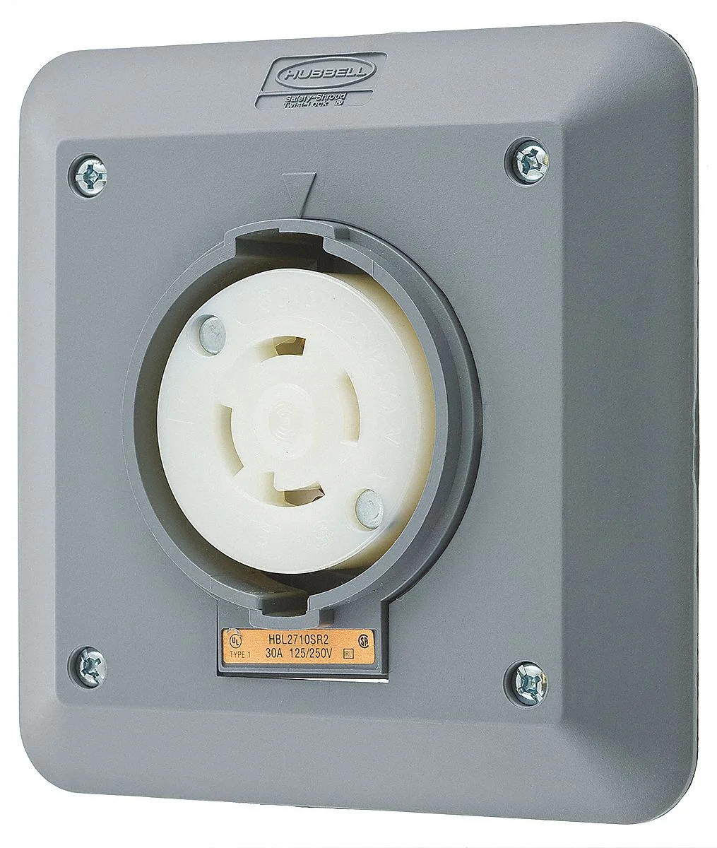 Hubbell Lck Recept,30 A;Gray;Valox,L14-30R,2Gng  HBL2710SR2