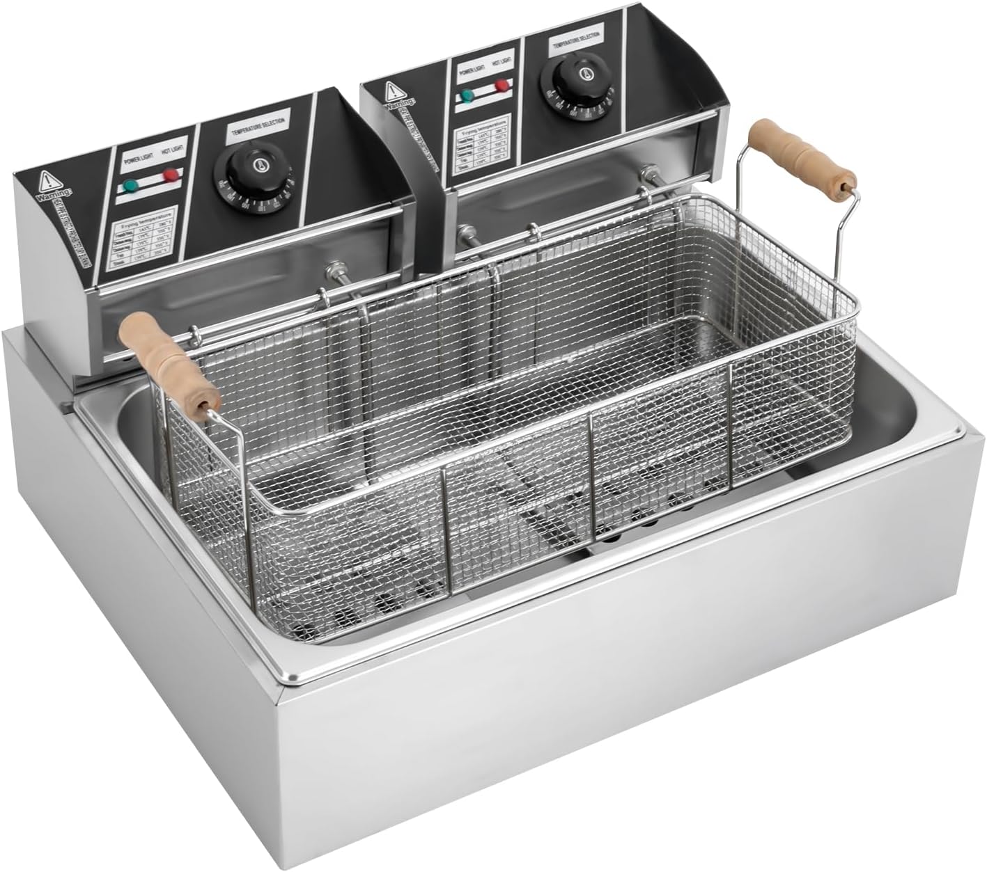 3400W Commercial Deep Fryer,Electric Deep Fryers with Baskets,12L Large-Capacity Frying Machine,0.8mm Thickened Stainless Steel Countertop Oil Fryer