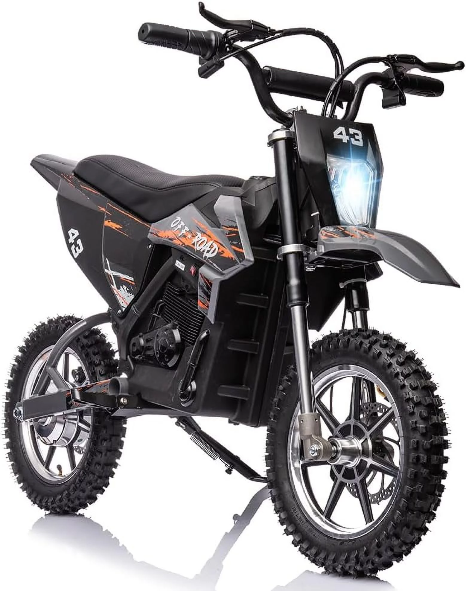 36V Electric Dirt Bike for Kids, Ride on Motorcycle 350W Brushless Motor Variable Speed to 15.5MPH with LED Headlight, Leather Seat