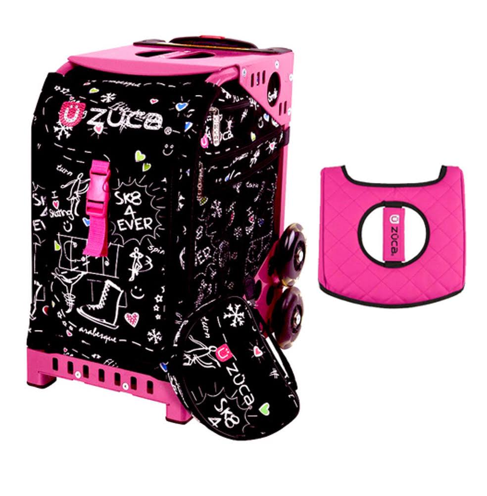 Zuca Sport Bag - Sk8 Black (Limited Edition) with Gift Black/Pink Seat Cover (Pink Frame)