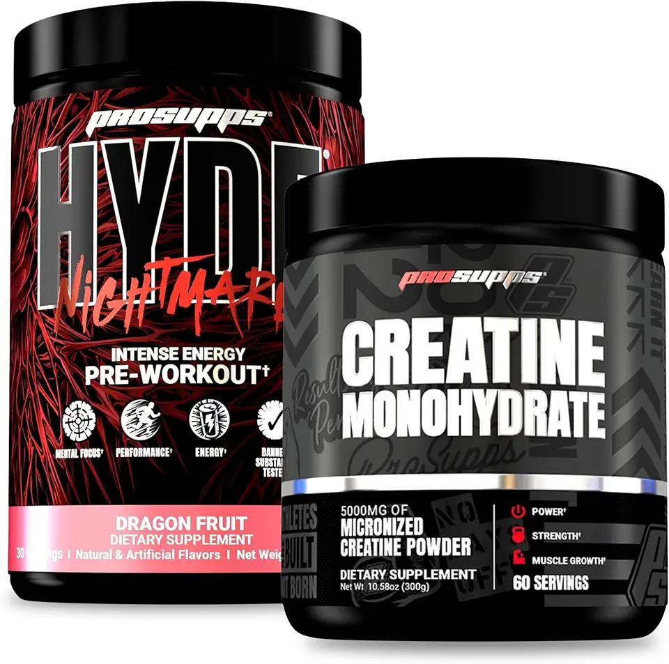PROSUPPS Hyde Nightmare Intense Energy Pre-Workout, Dragon Fruit, and Creatine 300 Bundle - Kansas Nuitrition - HNZSDS