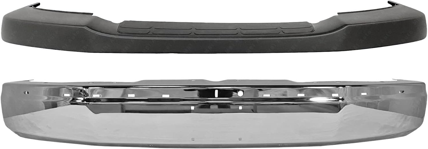 BUMPERS THAT DELIVER - Chrome, Steel Front Bumper Face Bar/Upper Cover 2-PC Kit Compatible with 2003-2023 Chevy Express GMC Savana Van 03-23