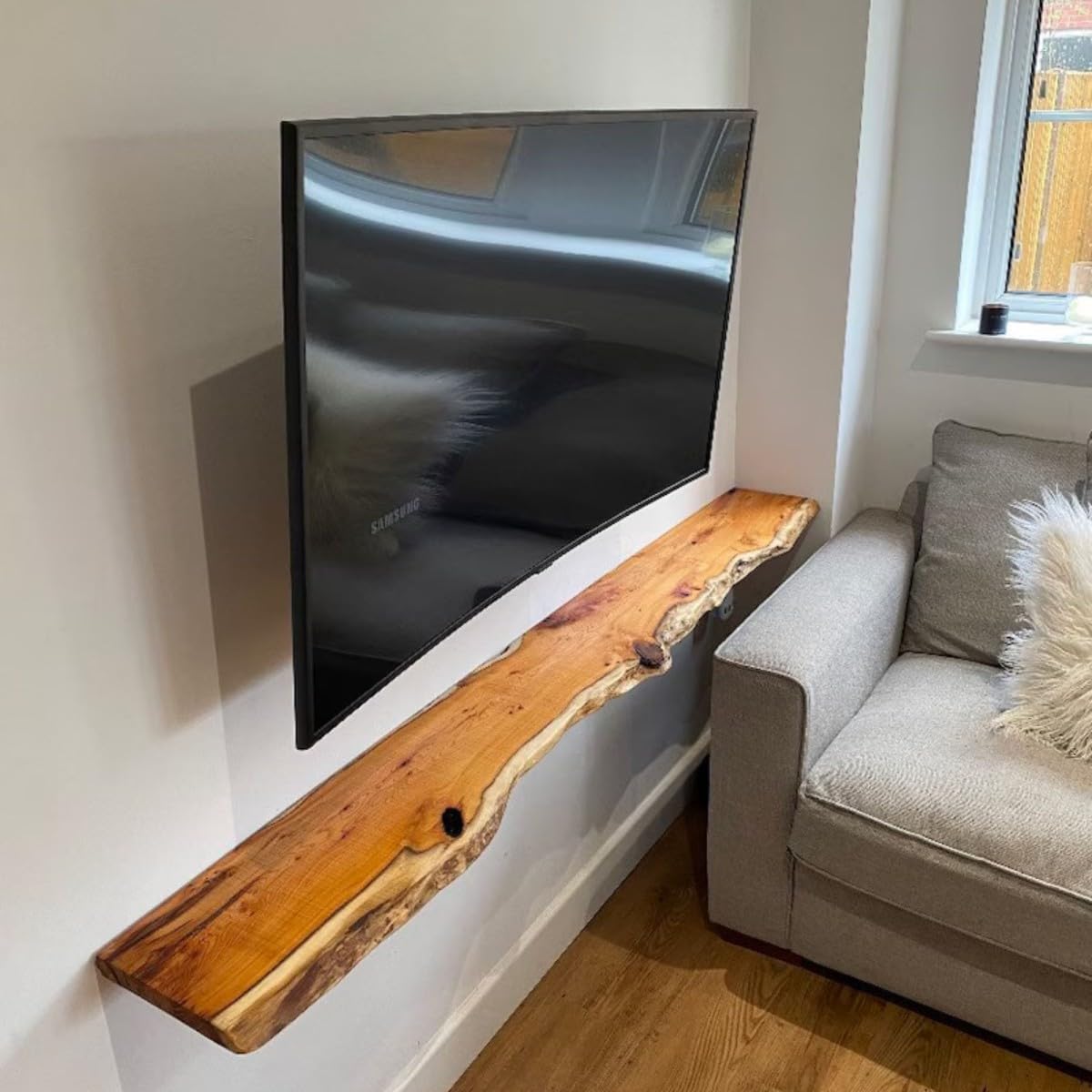Eddy Live Edge Floating Wall Shelf Wooden Wall Mounted Shelves for Bathroom, Living Room, Bedroom, Kitchen, Office Decor Shelves