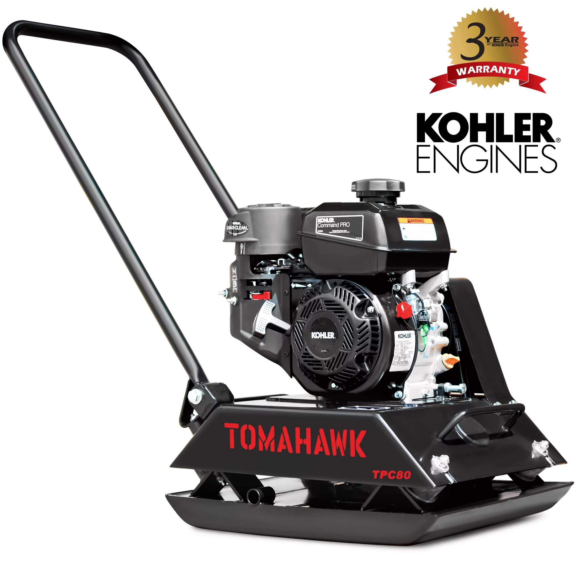 TOMAHAWK Vibratory Plate Compactor Tamper with Kohler Engine for Dirt Gravel Soil Compaction