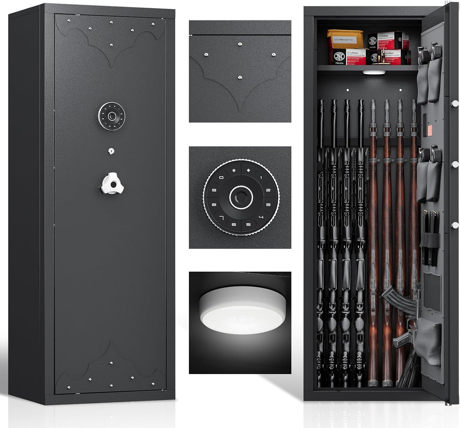 KAER [ 2024 New ] 10-12 Gun Safe, Large Gun Safe for Home Rifle and Pistol, Gun Cabinet, Rifle Safe, Quick Access Gun Safe for Rifles and shotguns