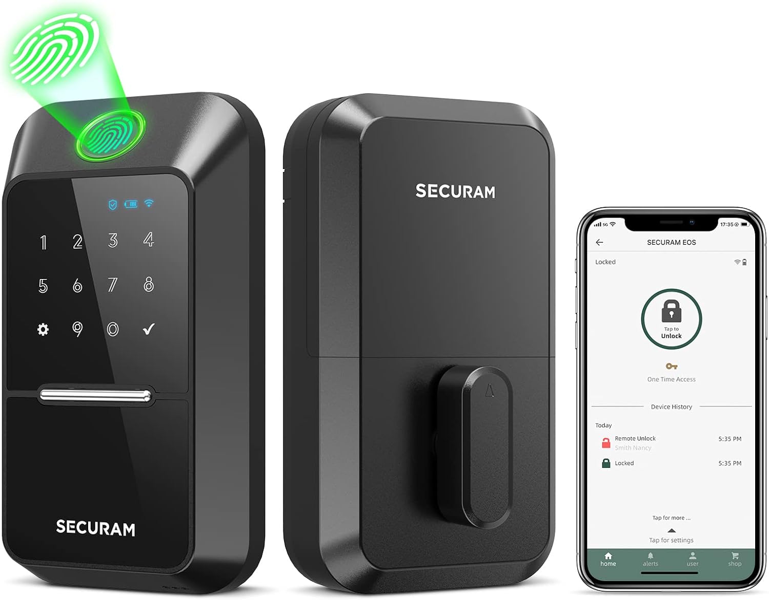 SECURAM EOS Wi-Fi Smart Lock w/ Fingerprint, Code, Remote Control, High-Security Keyless Entry Door Lock, Voice Control with Alexa & Google
