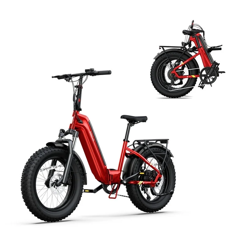 SISIGAD 750W Folding Electric Bike, 20" x 4" Fat Tire E Bike for Adults, 48V 15Ah Removable Battery, 28Mph Top Speed, 7-Speed Gear City Electric Bike