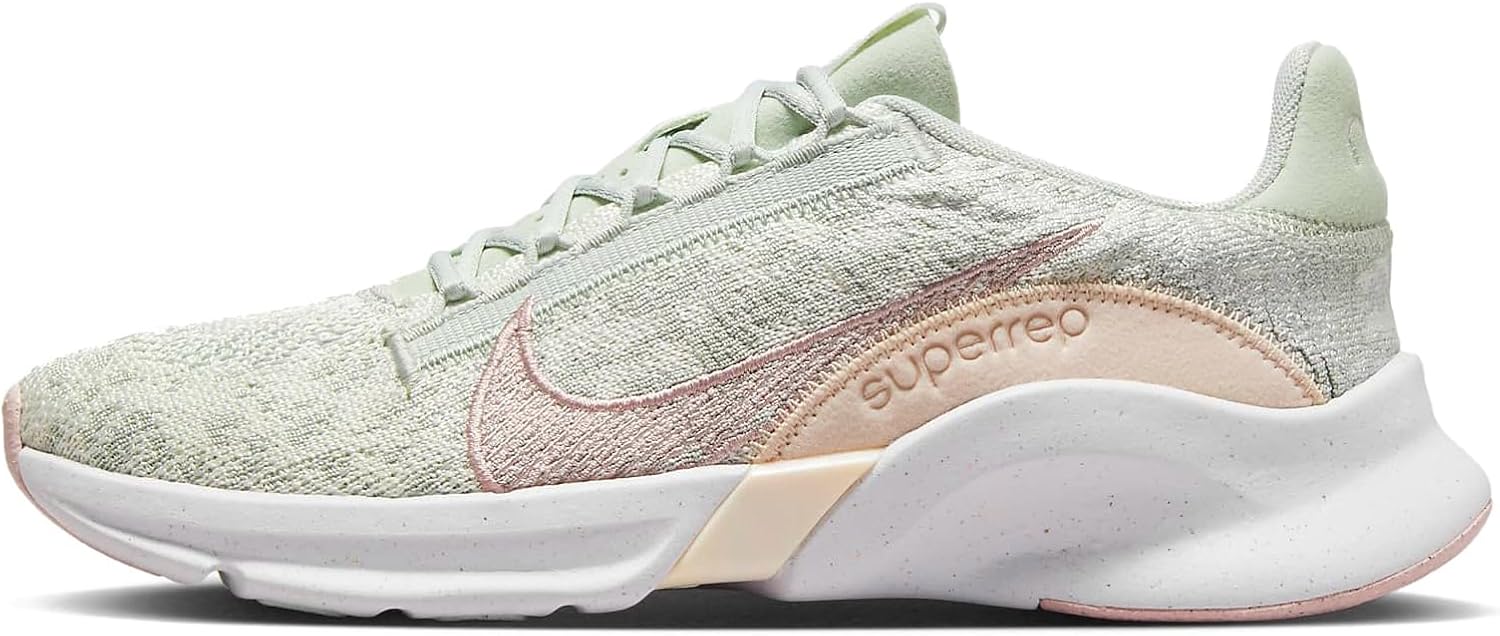 Nike SuperRep Go 3 Flyknit Next Nature Women's Workout Shoes (DH3393-006, Light Silver/Pale Ivory/Guava Ice/Pink Oxford) Size 6