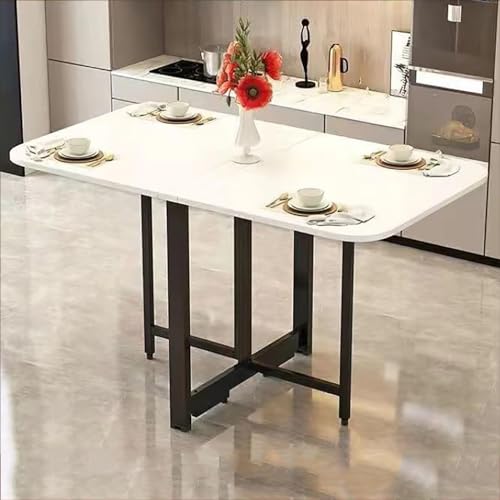 Folding Drop Leaf Dining Table, Wooden Folding Kitchen Table, Multifunctional extendable Table, Mobile Folding Table, Foldable, Expandable