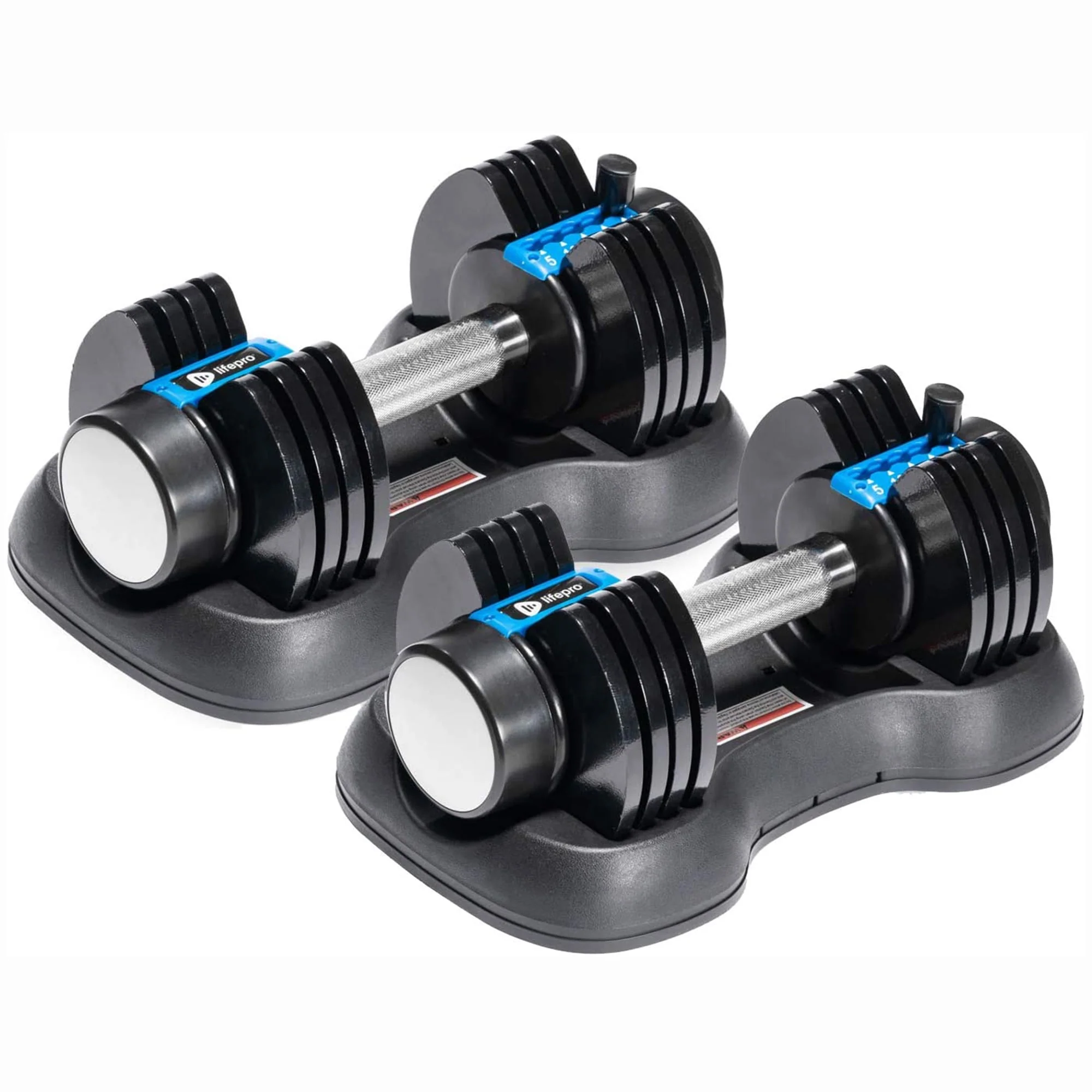 Lifepro PowerFlow Plus 5-in-1 Single 25-lb Adjustable Dumbbell Home Gym Equipment, 2 pc