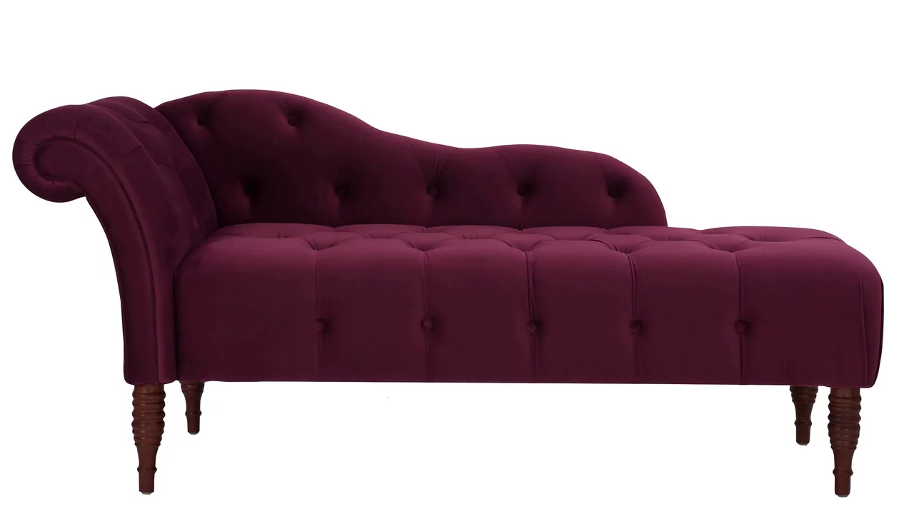 Samuel Tufted Roll Arm Chaise Lounge Burgundy - Radiant Selections