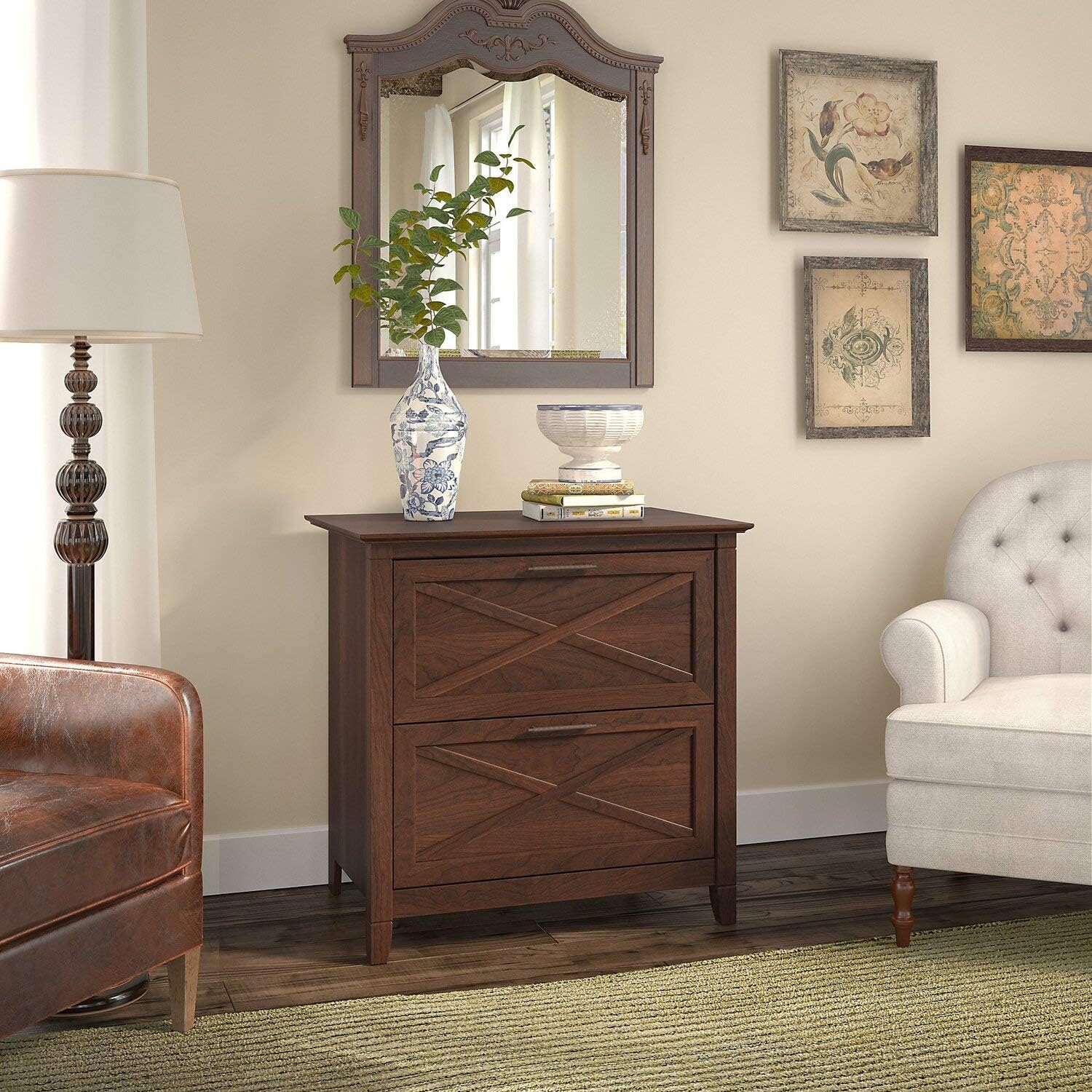 Bush Furniture Key West 2 Drawer Lateral File Cabinet in Washed Gray