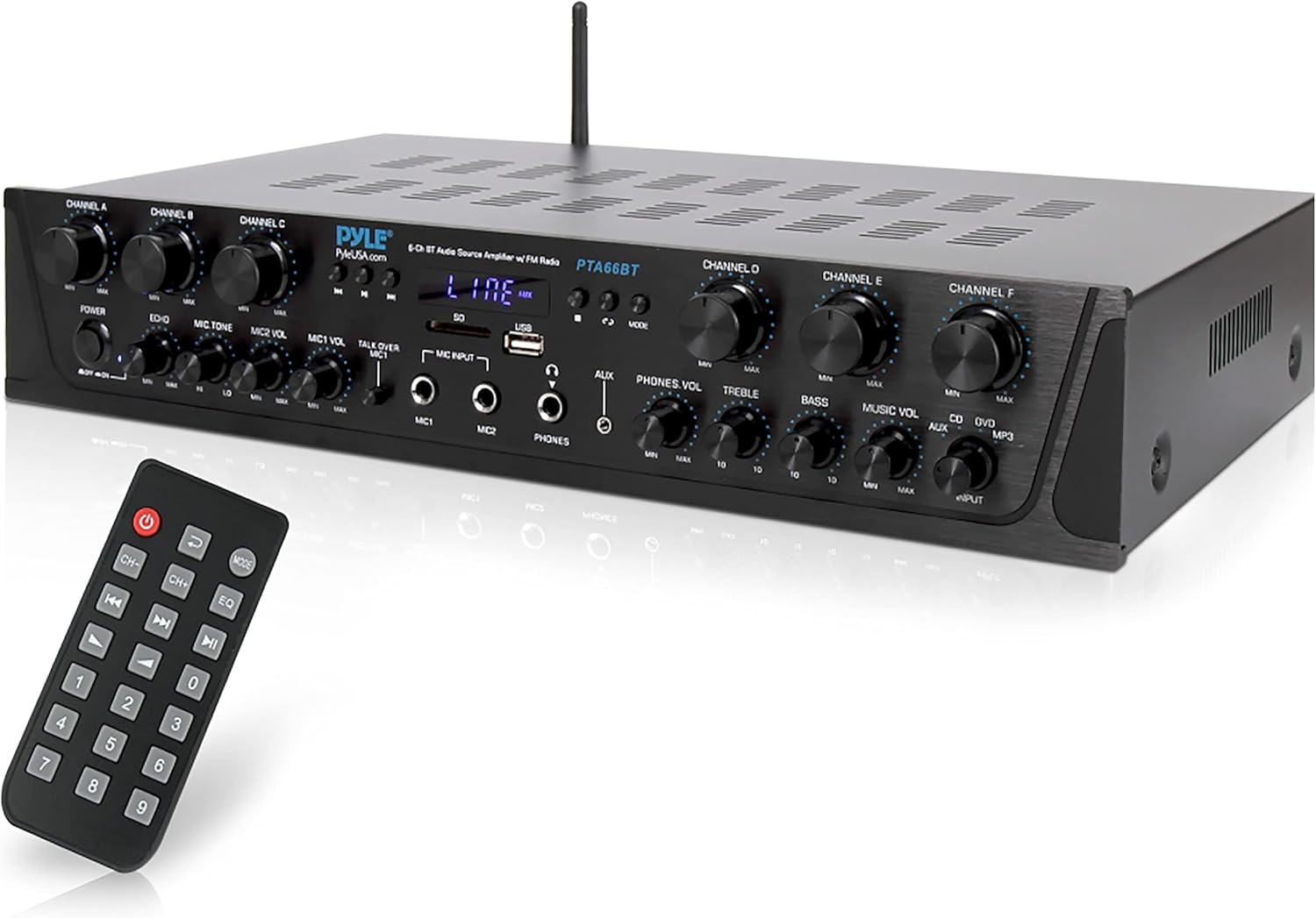 Wireless Home Audio Amplifier System - Bluetooth Compatible Sound Stereo Receiver Amp - 6 Channel 600Watt Power, Digital LCD, Headphone Jack