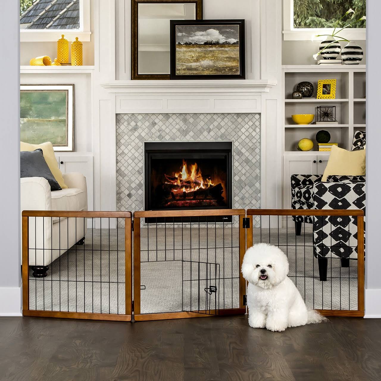 Carlson Pet Design Paw 3 Panel Wooden Gate