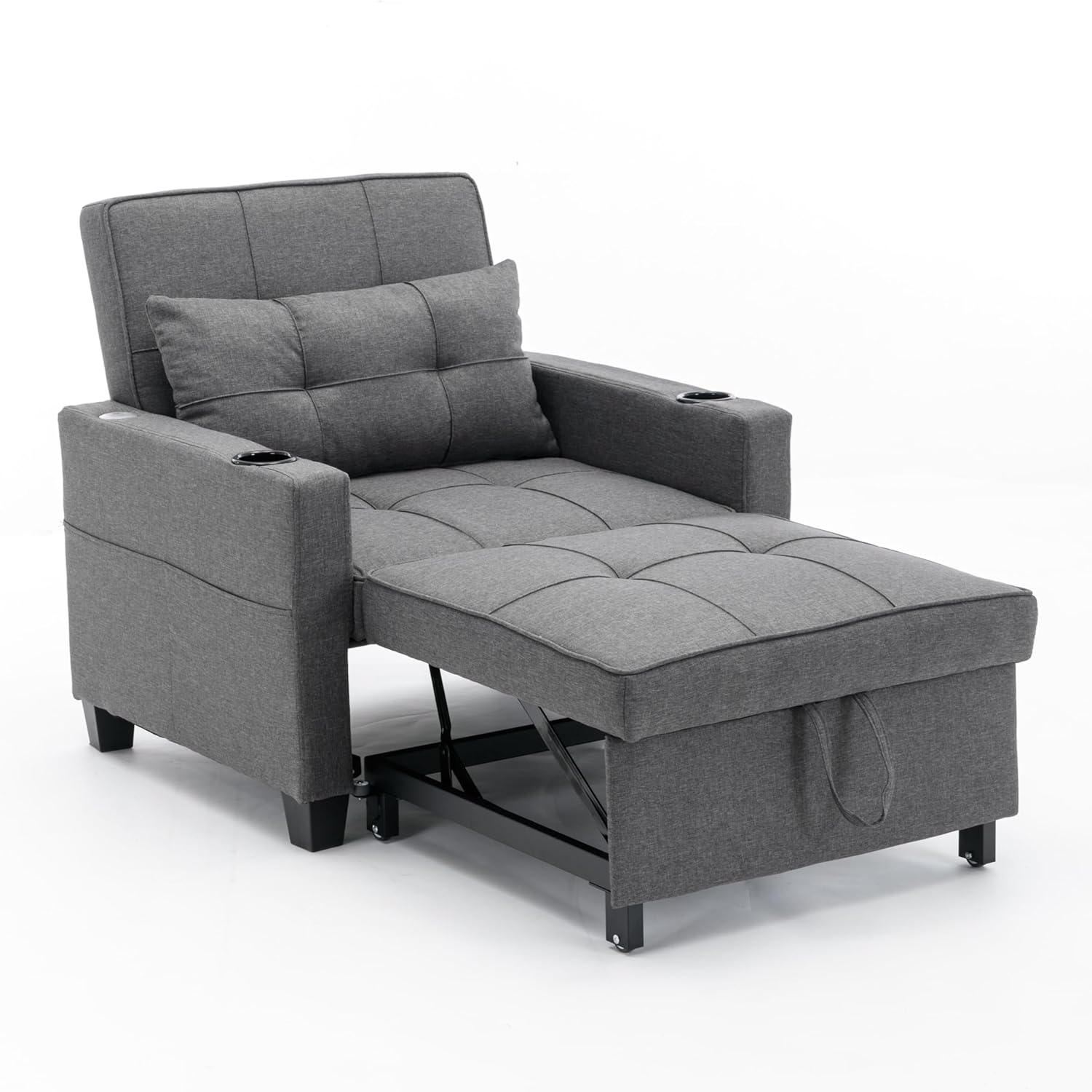 Futon Chair Bed Convertible Chair 3-in-1 Pull Out Sleeper Chair Beds with USB Ports,Wear-resistant and Anti-scratch
