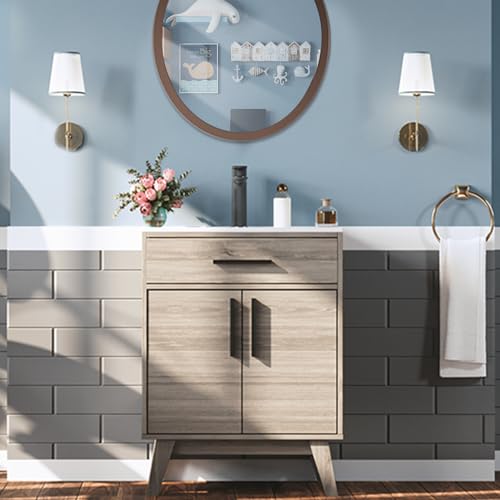 AMERLIFE 24.5" Bathroom Vanity with Sink Combo, Mid-Century Modern Small Single Bathroom Cabinet Set, Integrated Sink