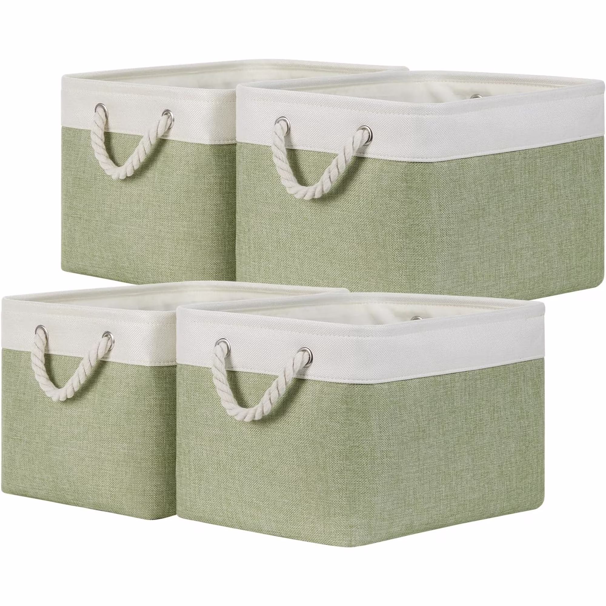 Fabric Storage Baskets 4Pack Storage Bins Decorative Basket for Gift, Clothes Bin with Handles, Rectangle Baskets for Storage, Blankets(White&amp