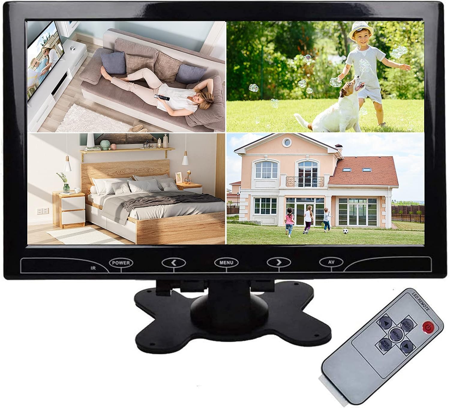 Topiacam 10.1 Inch Ultra-Thin Security CCTV Computer Monitor 1024x600 Resolution Touch Buttons Video and Audio LED Color Display Screen AV/VGA/HDMI