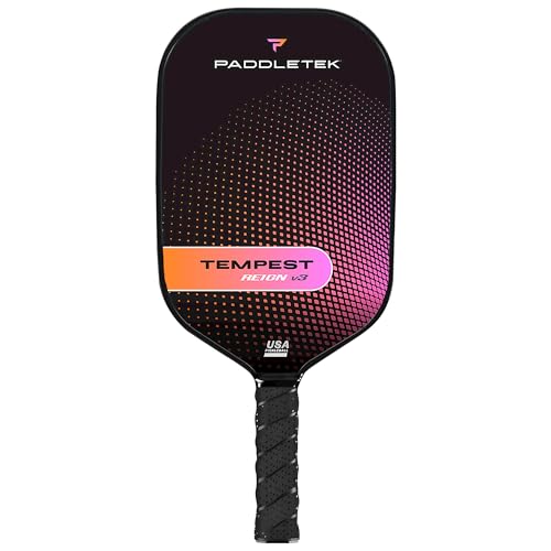 Paddletek Tempest Reign V3 Pickleball Paddle | Professional Pickleball Paddles with Polymer Honeycomb Core, ICED Carbon Fiber Surface