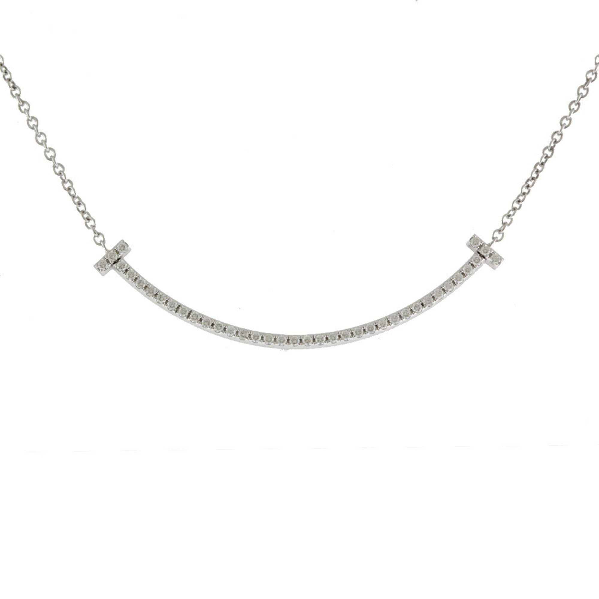 Pre-Owned Tiffany T Smile Diamond Necklace 18K Women's TIFFANY&Co. BRJ10000000120965 (Like New)