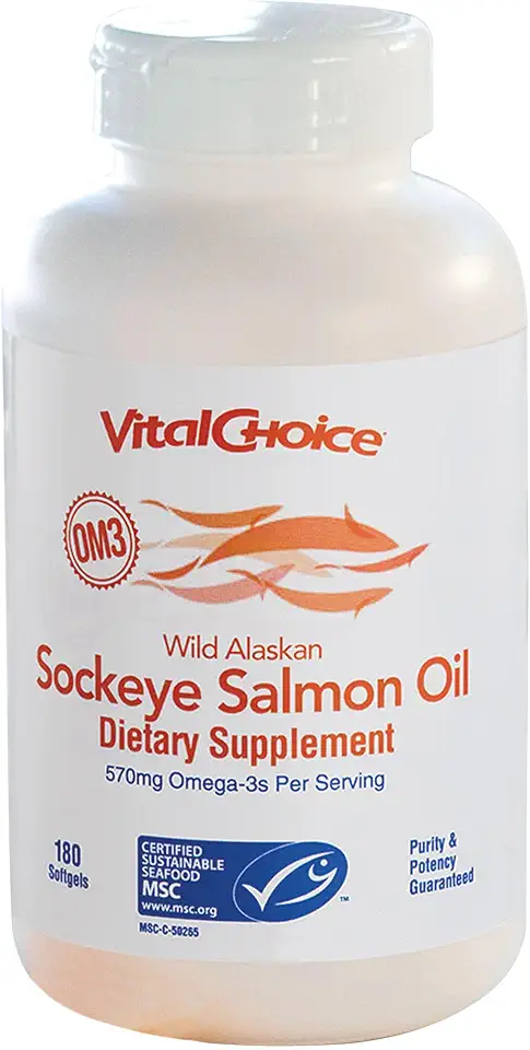 Vital Choice MSC Wild Alaskan Sockeye Salmon Oil Dietary Supplement, 180 Softgels - Kansas Nuitrition - HNZSDS