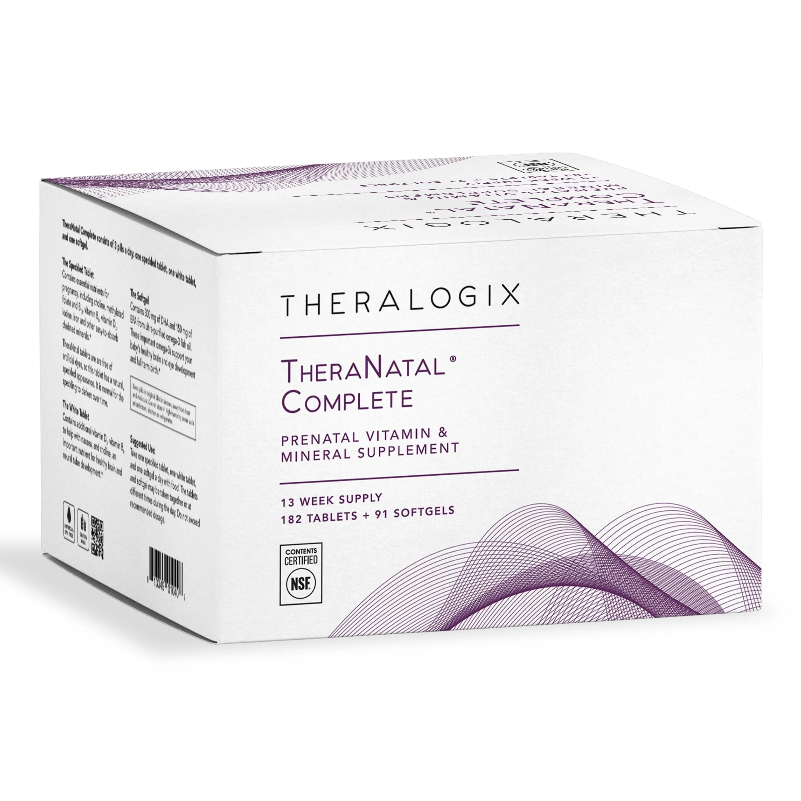 Theralogix TheraNatal Complete Prenatal Vitamin Supplement - 91-Day Supply - with DHA, Vitamin D3, Folate, Iodine, Choline, Iron, Vitamin B6 & More