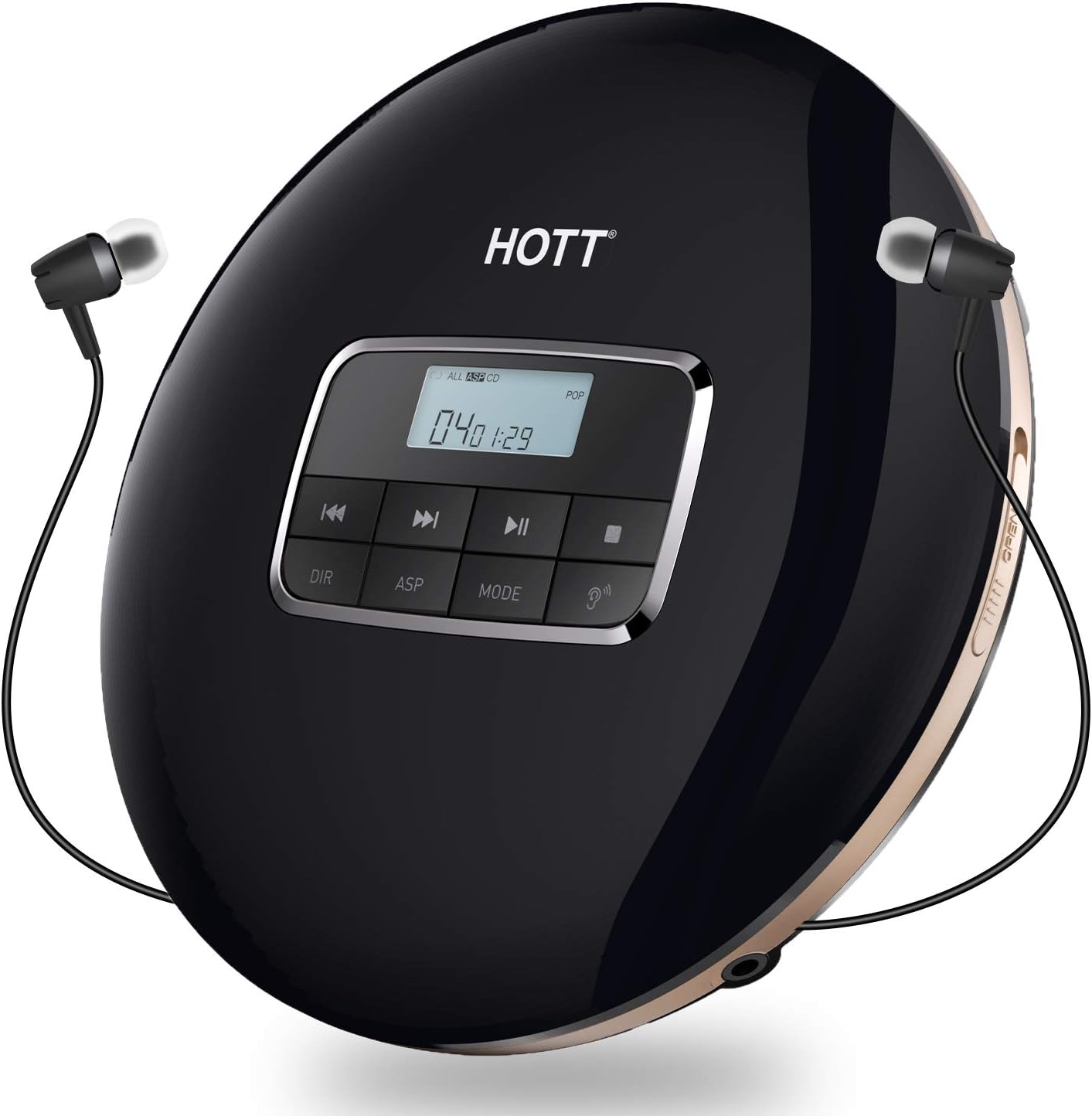 HOTT CD511 Portable CD Player Personal Compact CD Player with LCD Display Anti-Skip/Anti-Shock Walkman Small Music CD Player with Headphones USB
