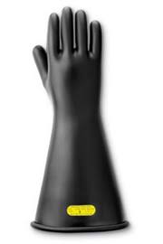 Ansell Size 10 Black 16x22 Marigold Rubber Class 2 High Voltage Linesmen&s Gloves with Rolled Cuff - Megean