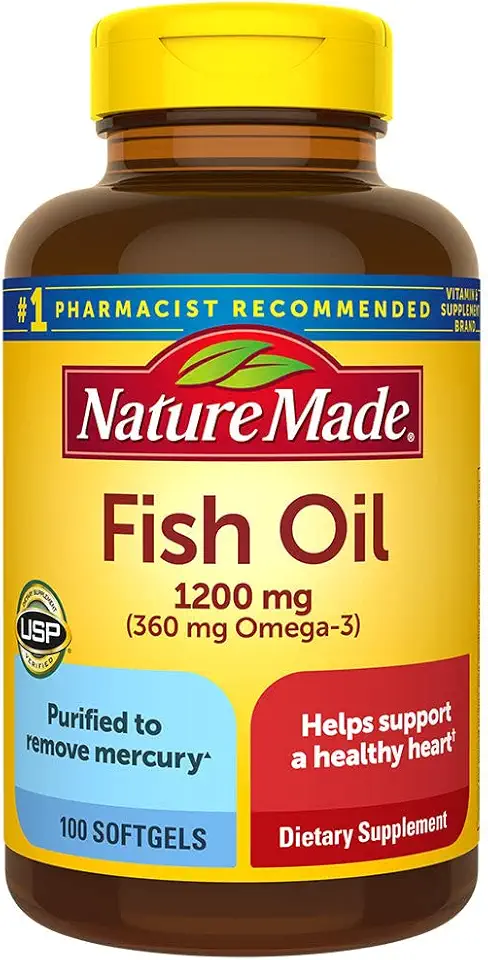 Nature Made Fish Oil 1200mg, 360mg Omega-3 100 Liquid Softgels (3 Pack) - Kansas Nuitrition - HNZSDS