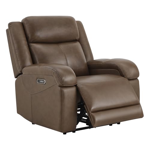 Watson & Whitely Genuine Leather Power Recliner Chairs for Adults, Wall Hugger RV Recliner with Power Headrest & Charging Ports