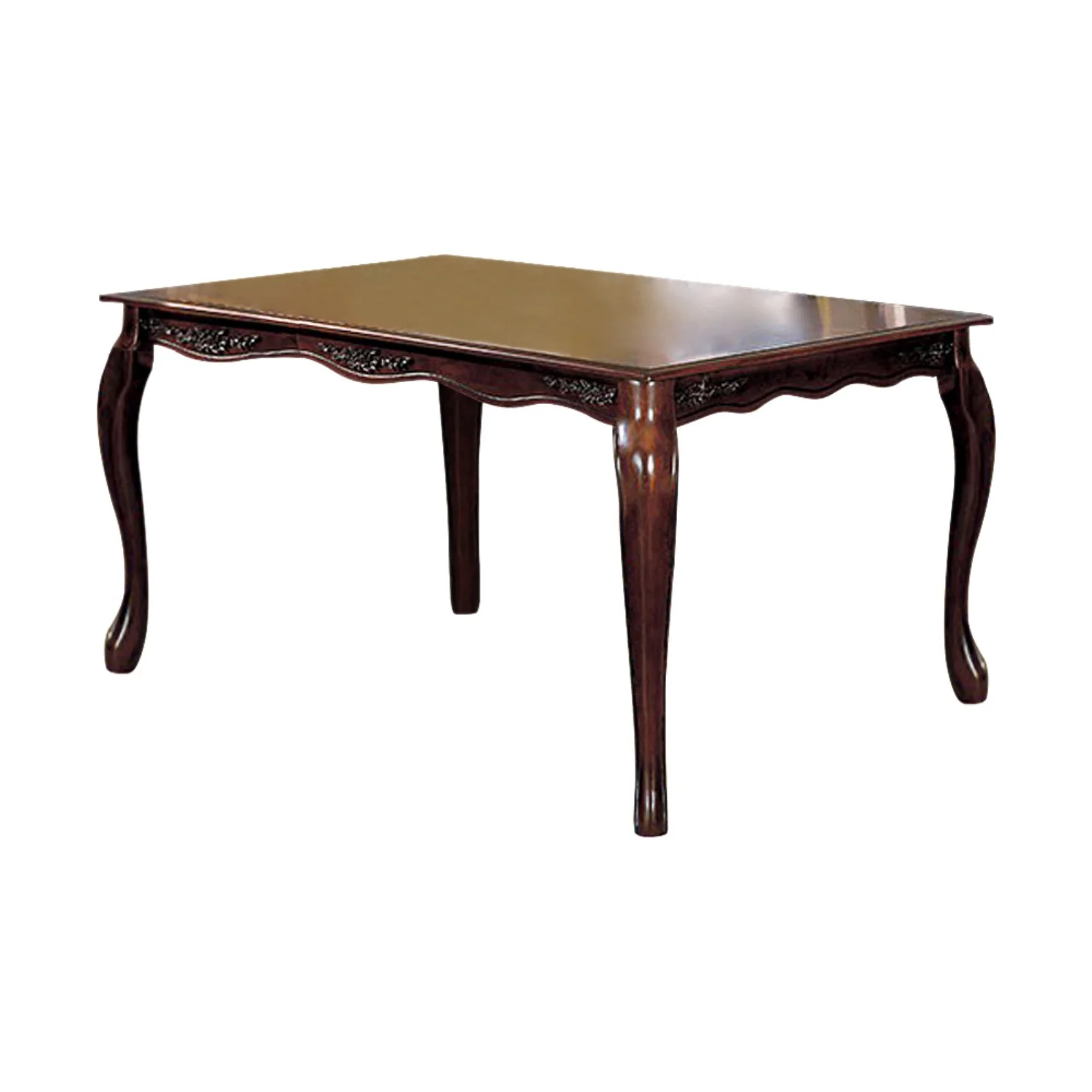Benzara Wooden Dining Table with Floral Carved Accents and Cabriole Legs, Brown - Curated Treasures Market