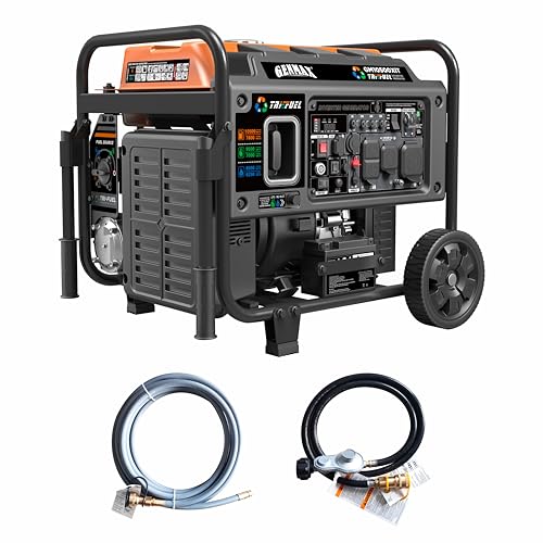 GENMAX 15000W Tri-Fuel Portable Generator - 2025 Model with ATS, CO Sensor, Digital Display & 50A Output Perfect for Home Backup