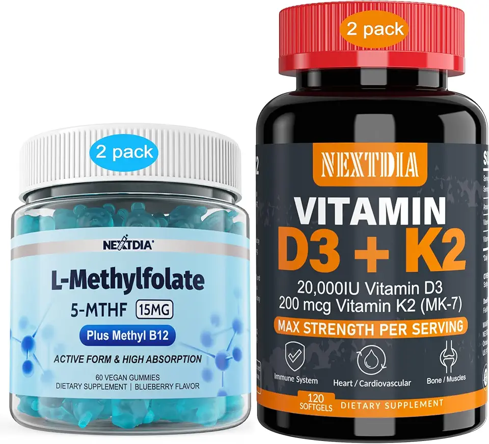 Vitamin D3 20,000 IU + K2(MK7) 200mcg, L-MethylFolate 15mg & Methyl B12 Gummies - Kansas Nuitrition - HNZSDS