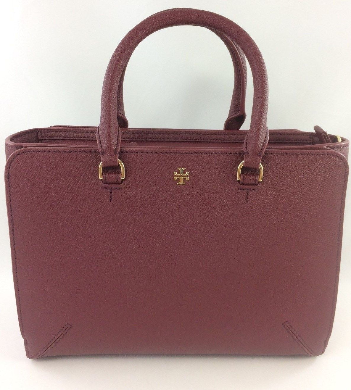 Tory Burch Emerson Small Zip Tote Leather Shoulder Handbag In Imperial Garnet