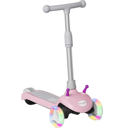 Electric Scooter for Kids Ages 3-8, Kids Electric Scooter, 3 Wheel Toddler Scooters with Flash Wheels and Widen Anti-Slip Deck, 3 Adjustable Height