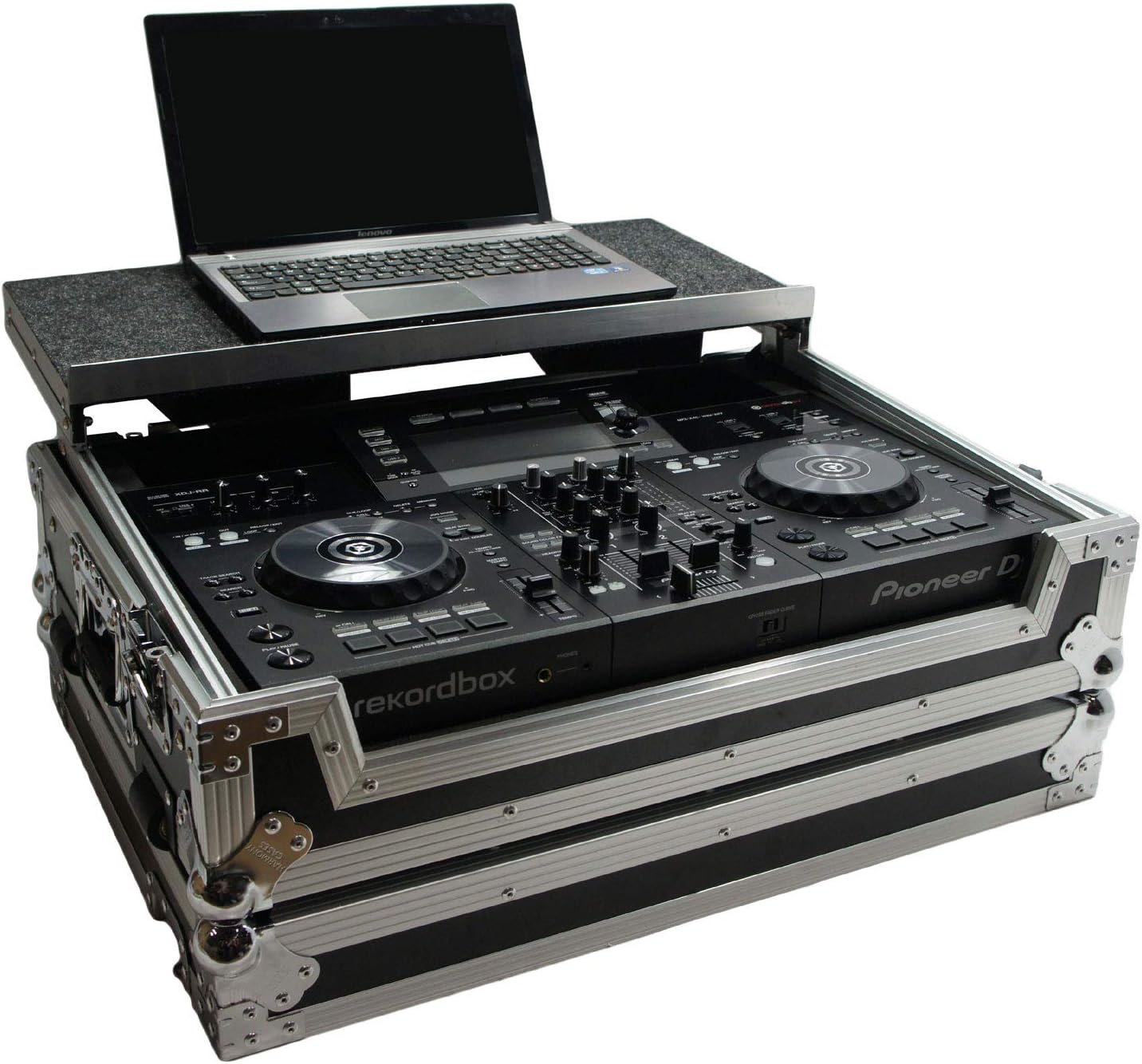 Harmony HCXDJRRLT Flight Angle Glide Laptop Stand DJ 1U Rack Case Compatible with Pioneer XDJ-RR