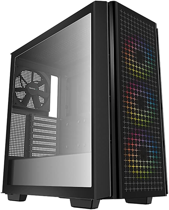 DeepCool CG540 Mid-Tower ATX Case, Tempered Glass Front and Side Panels, Three Pre-Installed 120mm ARGB Fans, 140mm Rear Black Fan, Black