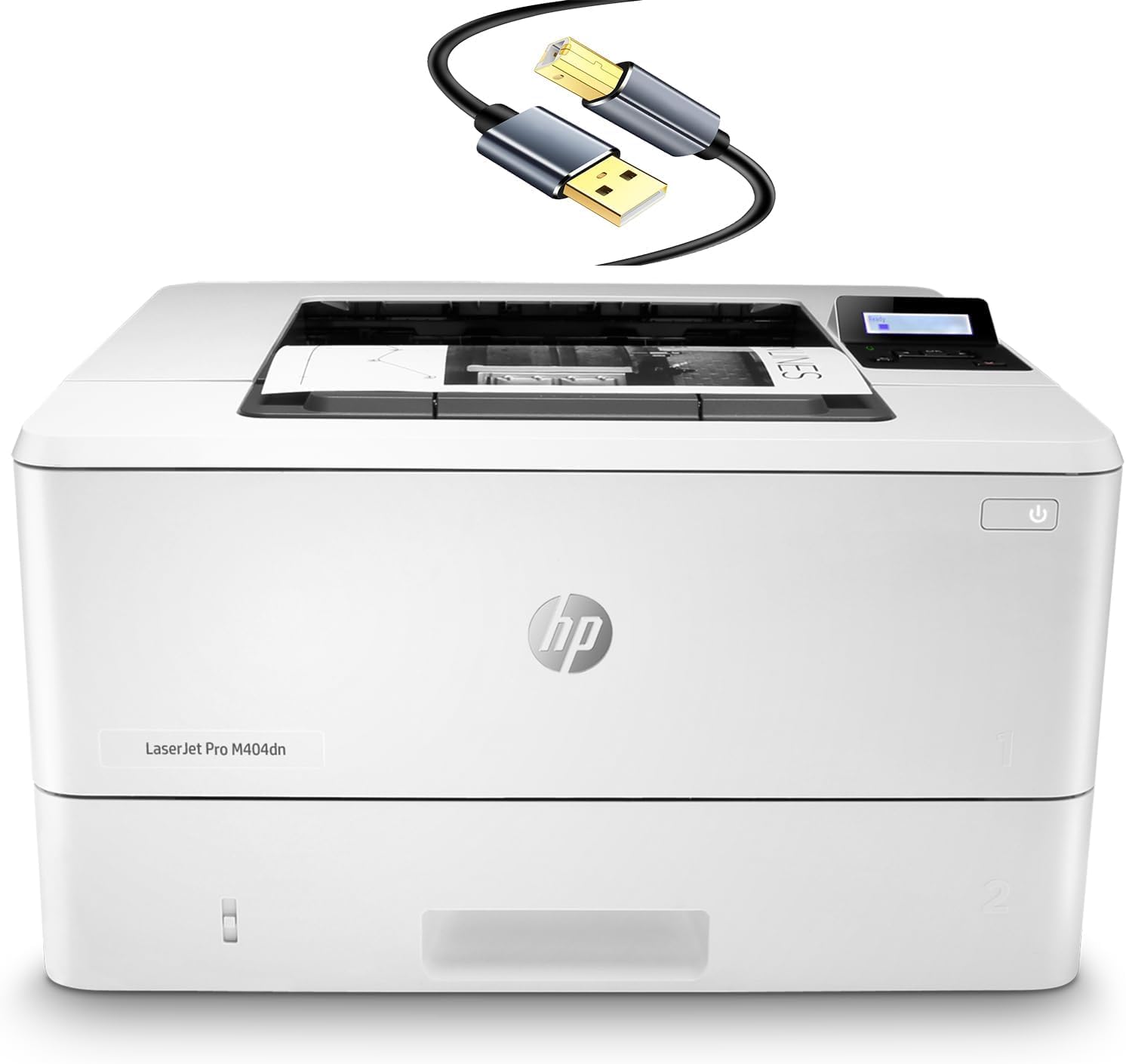 HP Laserjet Pro M404dn Single-Function Wired Monochrome Laser Printer, White - Print only - Ethernet only, 40 ppm, 1200 x 1200 dpi