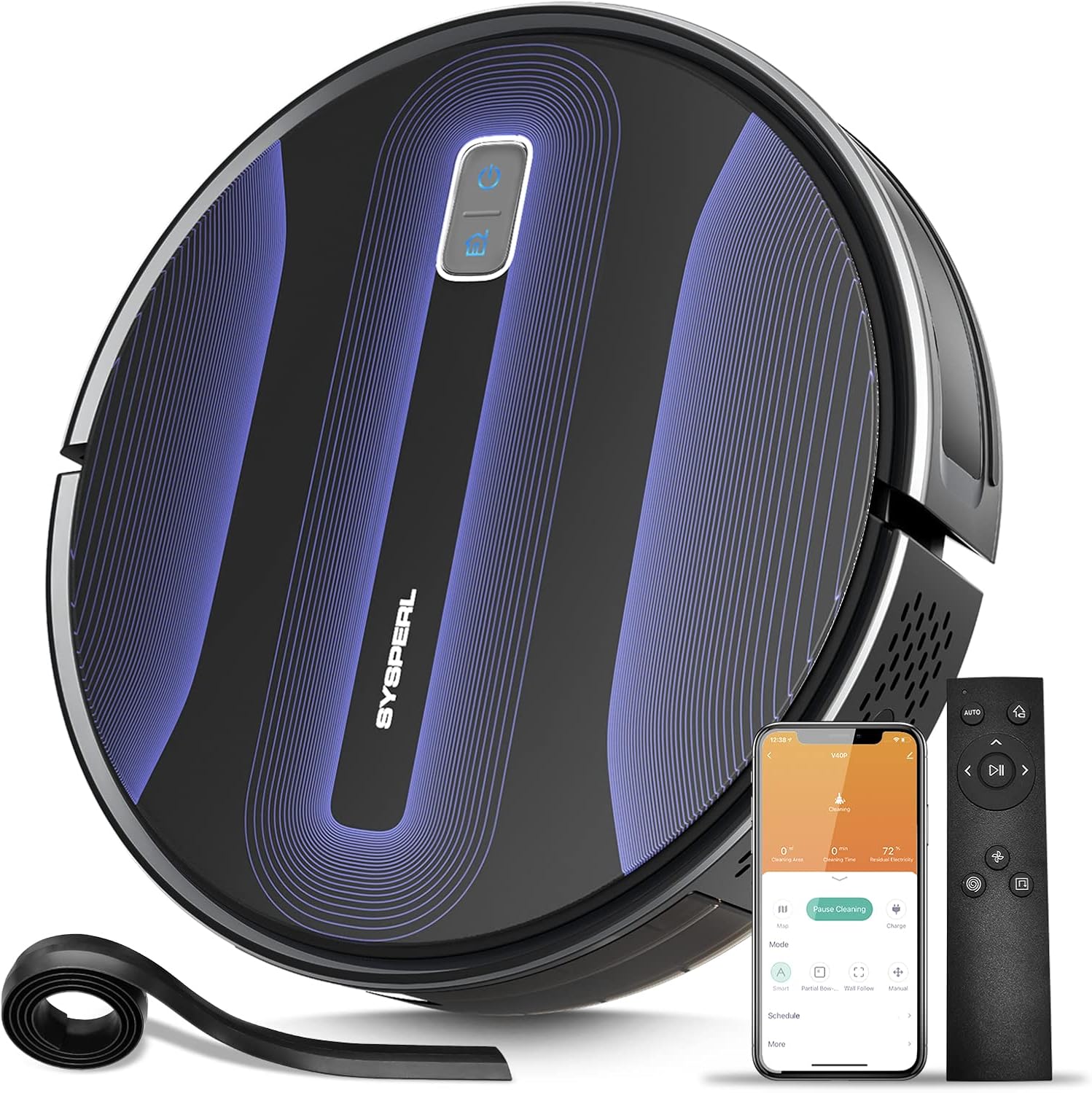 SYSPERL V40P Robot Vacuum,2600Pa Strong Suction,Quiet,Self-Charging Robot Vacuum Cleaner Works with Wi-Fi Alexa/APP/Remote