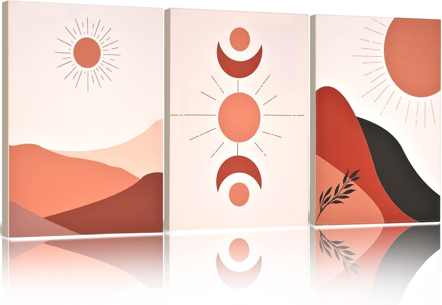 Modern Abstract Sun and Moon Boho Wall Art Painting