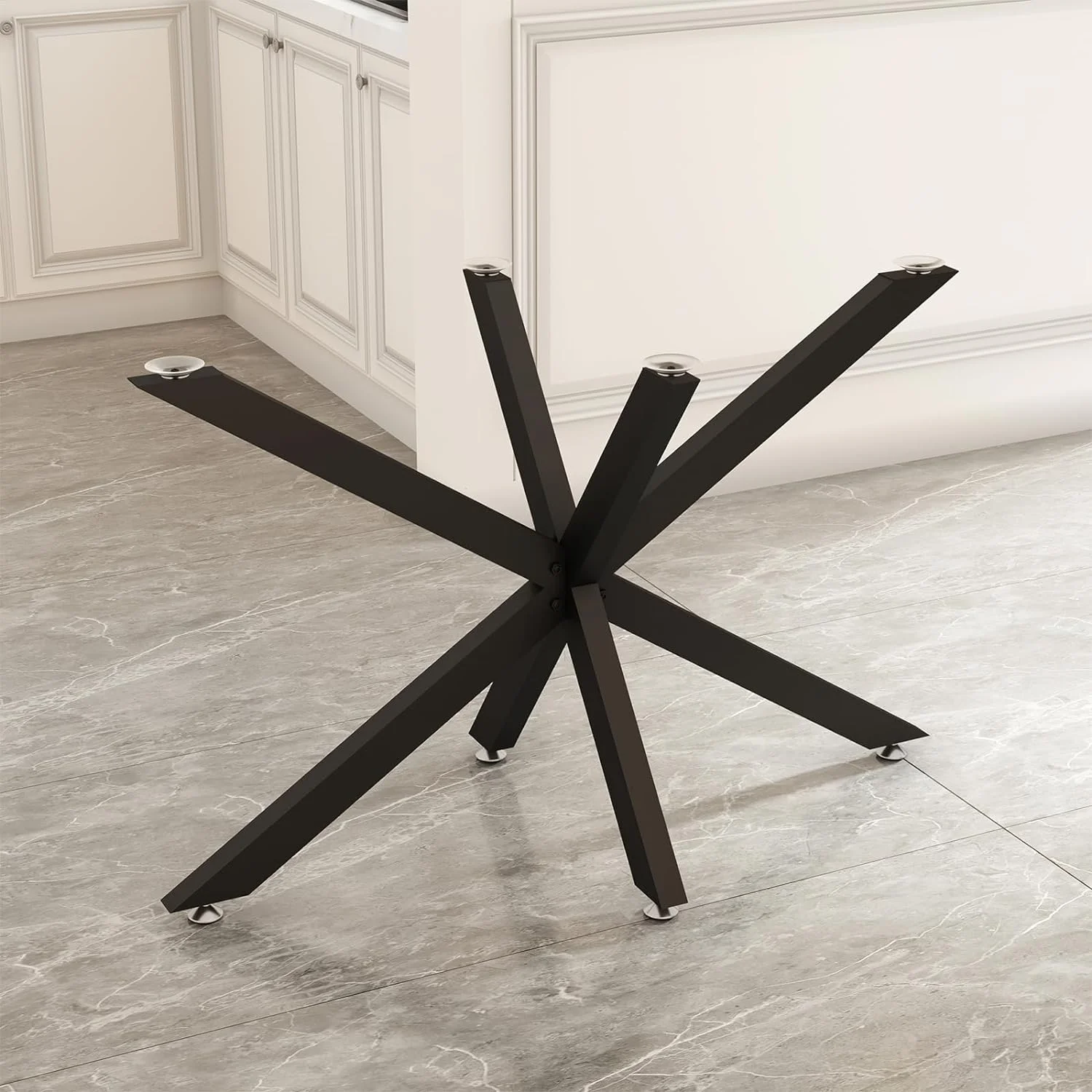 Modern Table Base Black 28" Metal Dining Table Legs with Suction Cups, Desk Base for Marble,Glass,Wood Top, Furniture Legs for Coffee Table